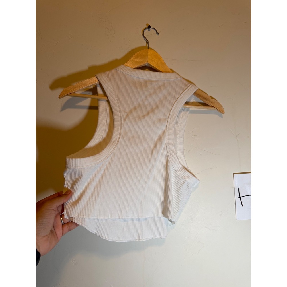 Aeropostale Tank Top Ribbed Cropped Racerback White Large - Picture 3 of 4